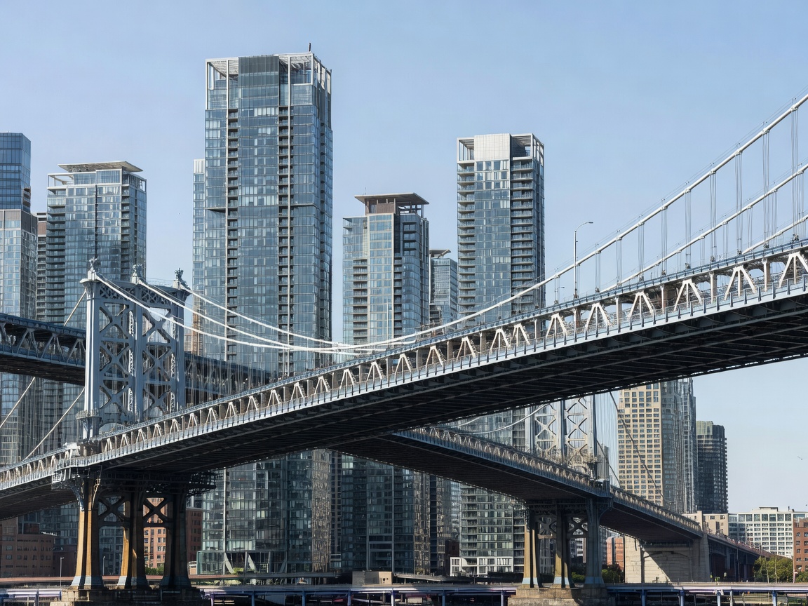 Detailed real metropolitan bridge and architecture used to test telephoto periscope zoom clarity