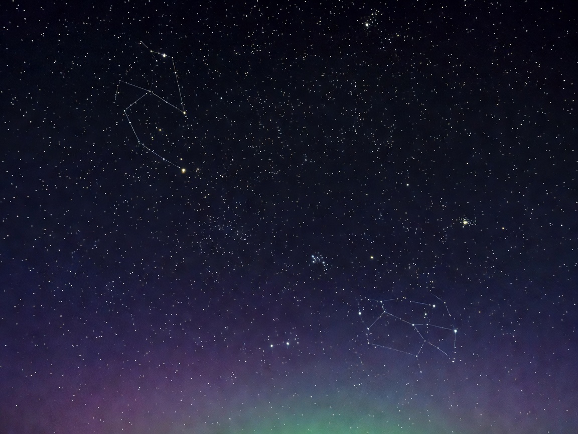 Real night sky astrophotography capturing stars, constellations and deep atmospheric color