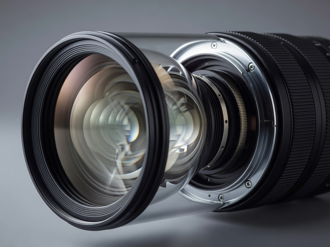 Real professional telephoto zoom camera lens glass and mechanical chassis